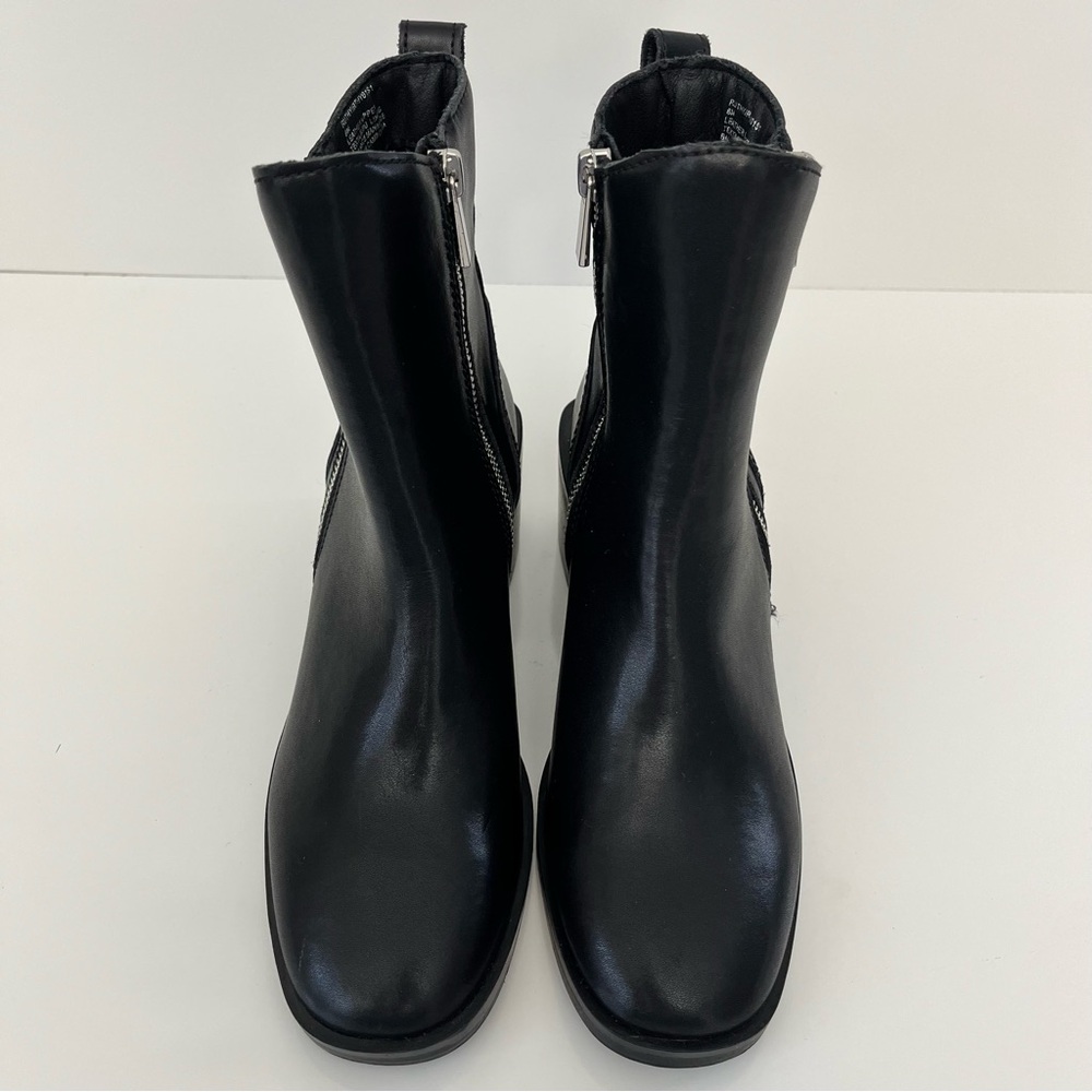 STEVE MADDEN Ruthy Block Heel Leather Boots in Black NEW - Picture 6 of 13